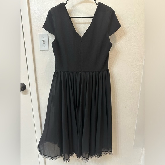 Dress the population black chiffon fit and flare midi. Women's size large. NWT - Picture 4 of 5